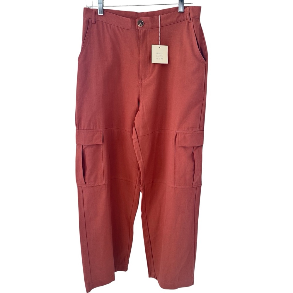 Good Luck Gem Cargo Pants Burnt Orange Wide Leg Cropped Size Large NWT